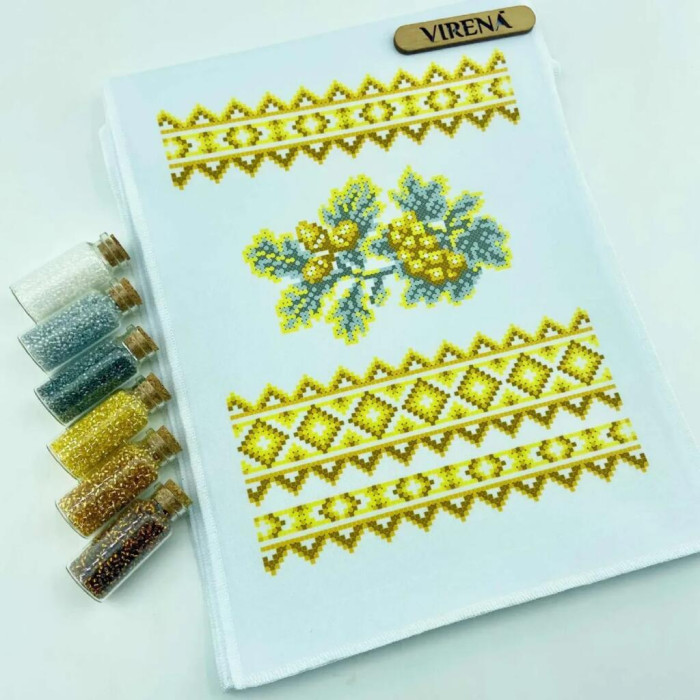 ТБ_РВМ_053 Virena Набір для вишивки бісером -  Весільний рушник малий 20x140 см (габардин)