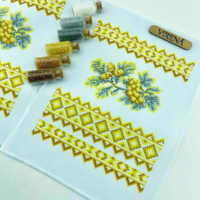 ТБ_РВМ_053 Virena Набір для вишивки бісером -  Весільний рушник малий 20x140 см (габардин)