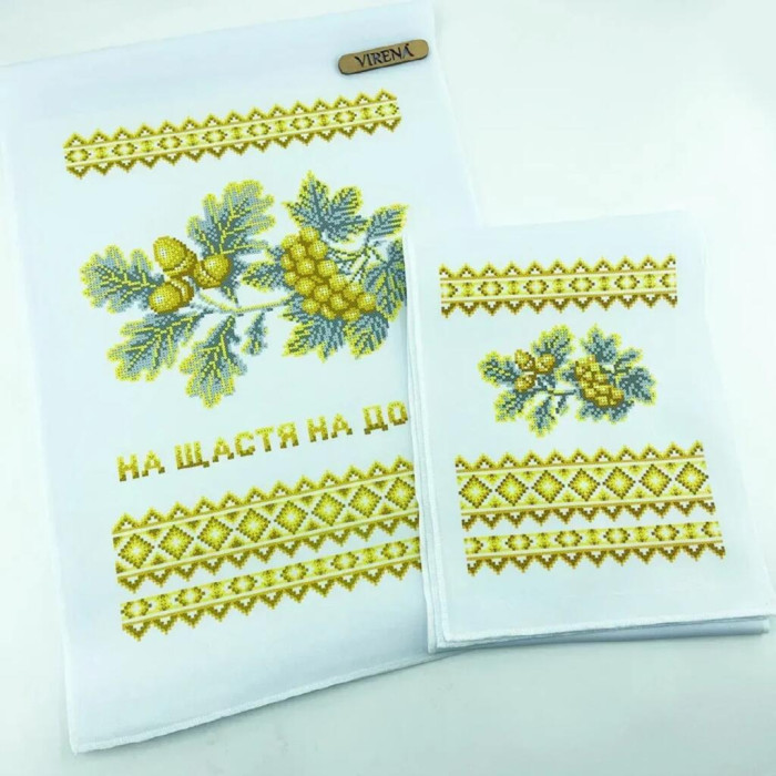 ТБ_РВМ_053 Virena Набір для вишивки бісером -  Весільний рушник малий 20x140 см (габардин)