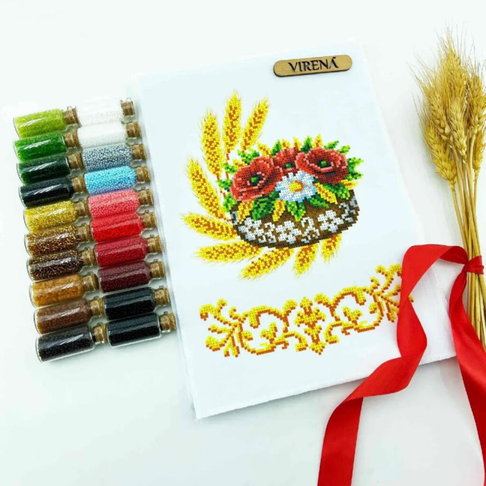 ТБ_РВМ_054 Virena Набір для вишивки бісером - Весільний рушник малий, 20x140 см (габардин)