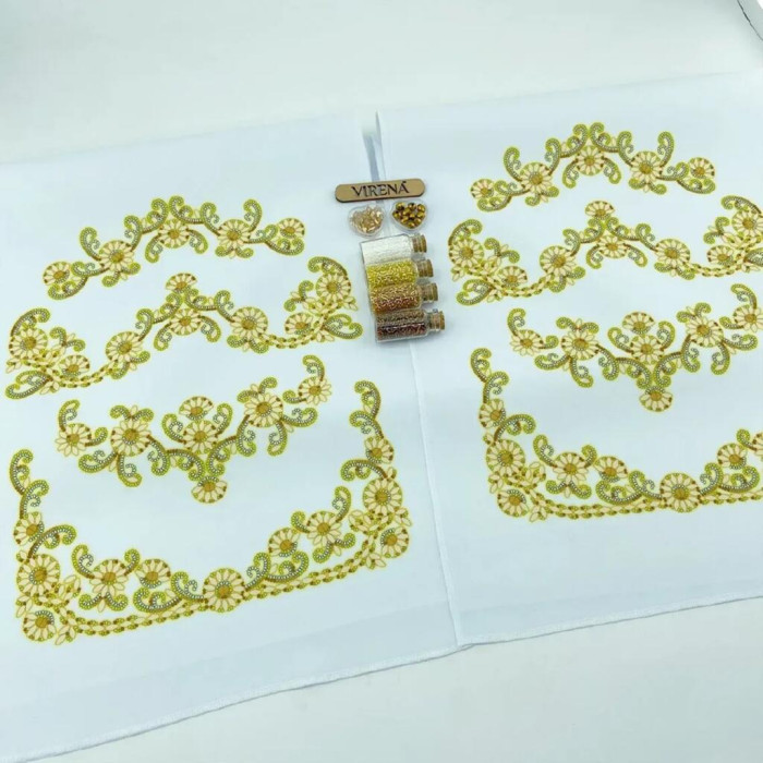 ТБ_РВВ_068 Virena Набір для вишивки бісером та бусинами - Рушник весільний великий в золоті 35x190 (габардин) ТБ_РВВ_068 Virena Набір для вишивки бісером та бусинами - Рушник весільний великий в золоті 35x190 (габардин)