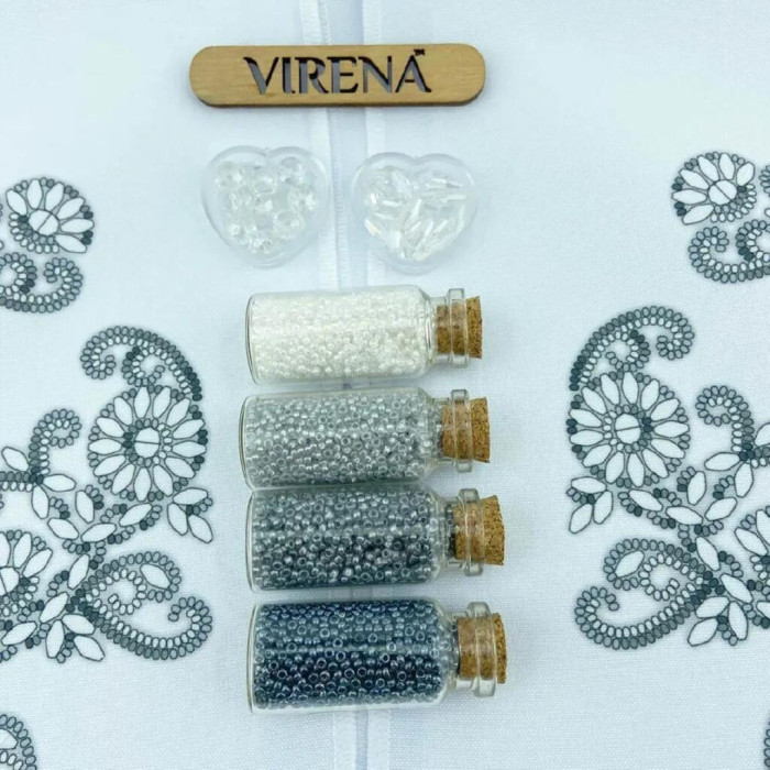 ТБ_РВВ_069 Virena Набір для вишивки бісером та бусинами - Рушник весільний великий в сріблі 35x190 (габардин) ТБ_РВВ_069 Virena Набір для вишивки бісером та бусинами - Рушник весільний великий в сріблі 35x190 (габардин)