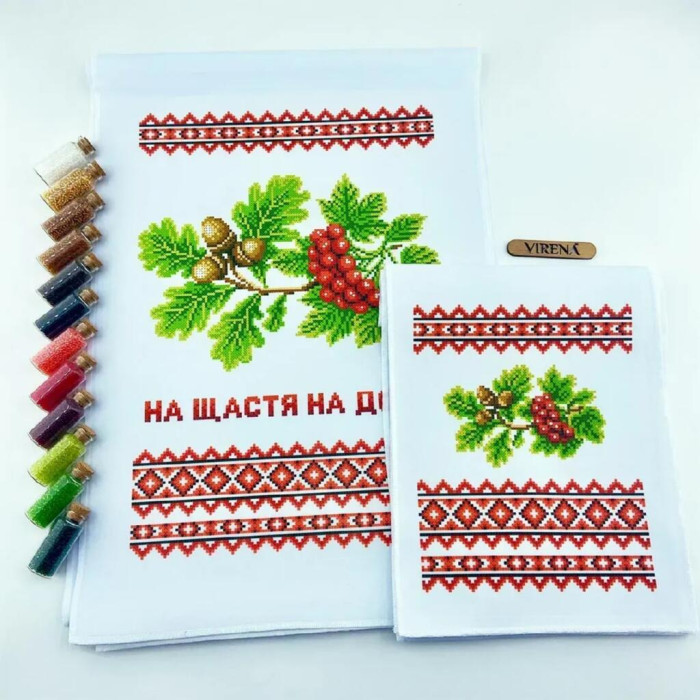 ТБ_РВВ_071 Virena Набір для вишивки бісером -  Весільний рушник великий 35x190 см (габардин)