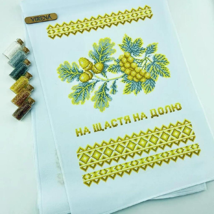ТБ_РВВ_072 Virena Набір для вишивки бісером -  Весільний рушник великий 35x190 см (габардин)