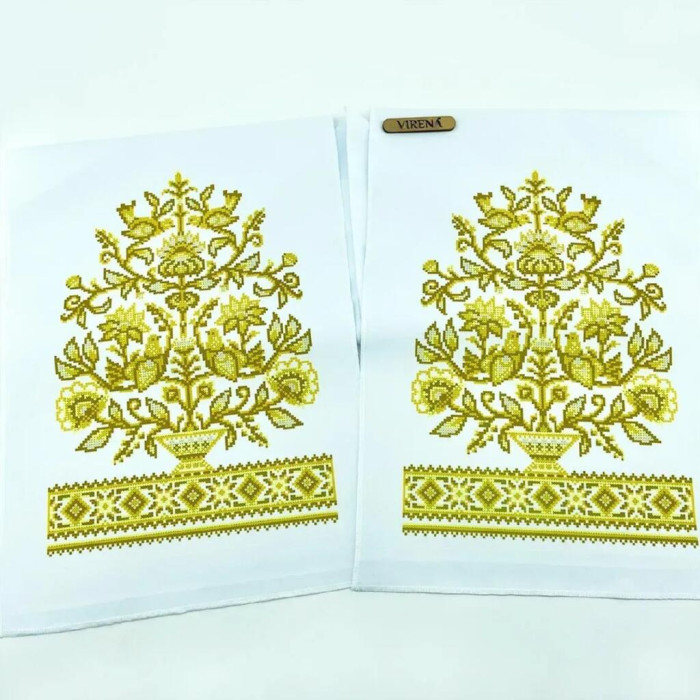 ТБ_РВВ_077 Virena Набір для вишивки бісером - Весільний рушник великий в золоті, 35x190 см (габардин)