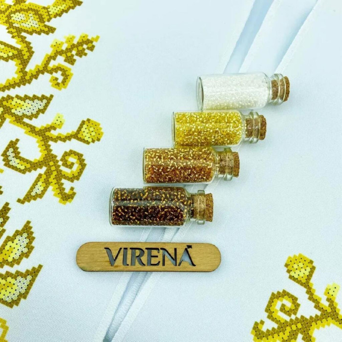 ТБ_РВВ_077 Virena Набір для вишивки бісером - Весільний рушник великий в золоті, 35x190 см (габардин)