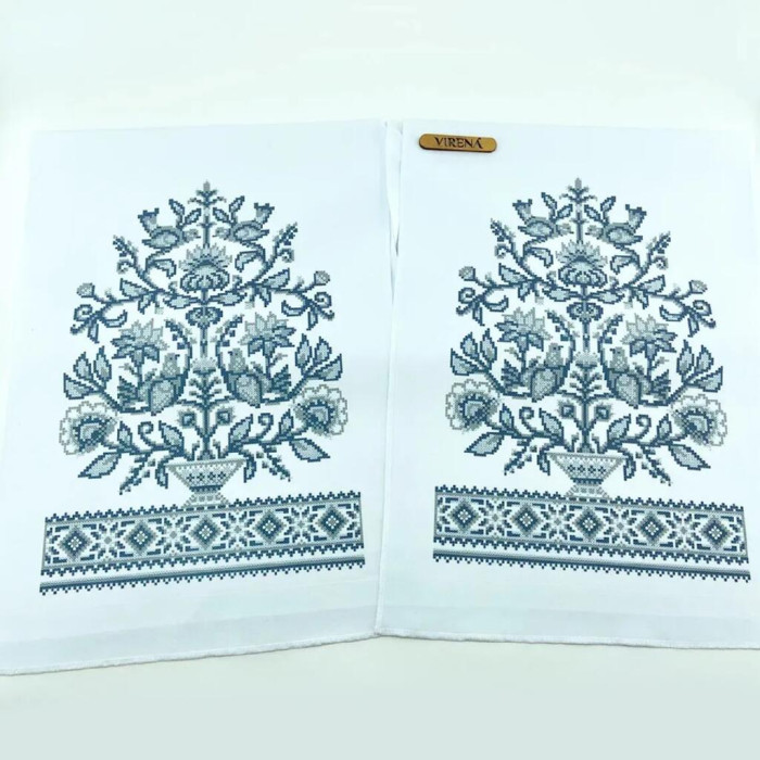 ТБ_РВВ_078 Virena Набір для вишивки бісером - Весільний рушник великий в сріблі, 35x190 см (габардин)