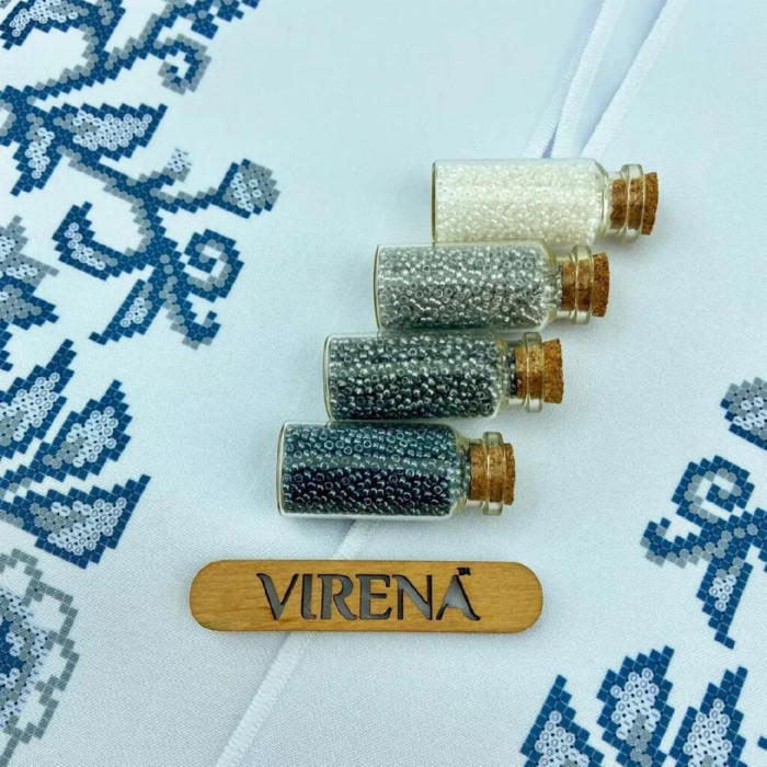 ТБ_РВВ_078 Virena Набір для вишивки бісером - Весільний рушник великий в сріблі, 35x190 см (габардин)