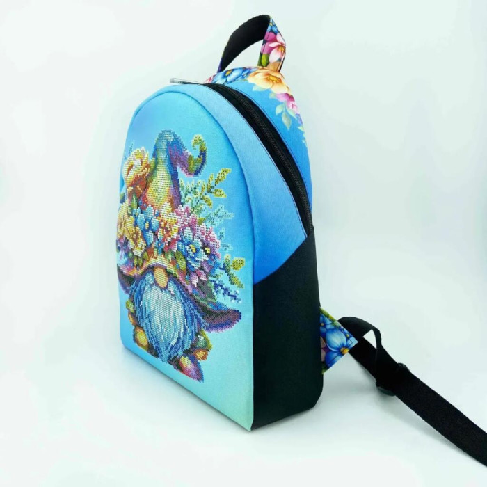 ТБ_Рюкзак_803 Virena Набір для вишивки бісером - Рюкзак Гном з квітами, 24x30x8 см