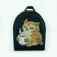 ТБ_Рюкзак_806 Virena Набір для вишивки бісером - Рюкзак Сова з чашкою кави, 24x30x8 см