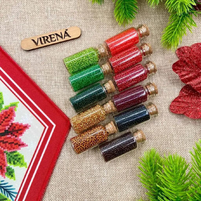ТБ_СПВ_204 Virena Набір для вишивки бісером - Серветка різдвяна з різдвяними квітами 40x40 см (габардин)
