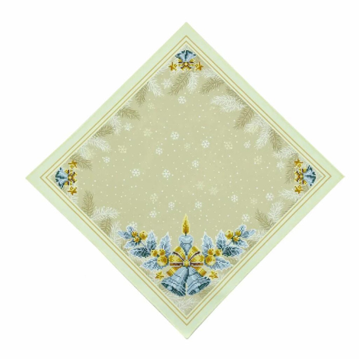 ТБ_СПВ_207 Virena Набір для вишивки бісером - Серветка різдвяна з різдвяними квітами 40x40 см (габардин)