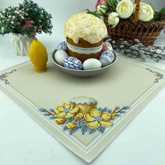 ТБ_СПВ_210 Virena Набір для вишивки бісером - Серветка Великодня 40x40 см (габардин)