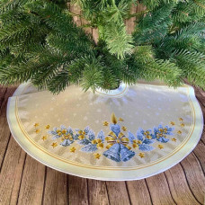 ТБ_СЯ_321 Virena Набір для вишивки бісером - Спідниця під ялинку Срібні різдвяні двоники 71х71 см (габардин)