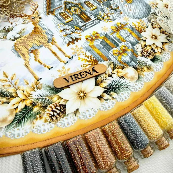 ТБ_СЯ_323 Virena Набір для вишивки бісером - Спідниця під ялинку Новорічна 71 см (схема на габардині)