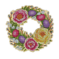 ТБ_Віночок_118 Virena Набір для вишивки бісером по дереву - Віночок настінний Троянди, 24x24 см