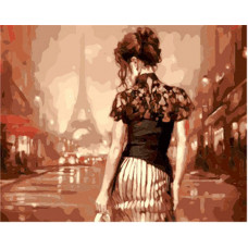 TC3982 Самотня дівчина в Парижі. Пан Мольберт. Набір для малювання картини за номерами