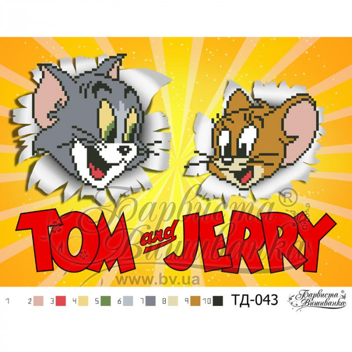 ТД043ан3021 Том і Джеррі (серія: Том і Джері) 30х21 см. Барвиста вишиванка. Схема для вишивки бісером