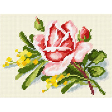 TD35 Троянда і мімоза, К. Кляйн, 22х30 см. Quick Tapestry. Набір для вишивки пряжею гобеленовим стібком по канві з малюнком