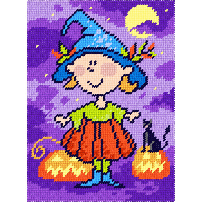 TD58 Quick Tapestry Набір для вишивки друкованим гобеленом - Маленька відьмочка 22x30 см (страмін)