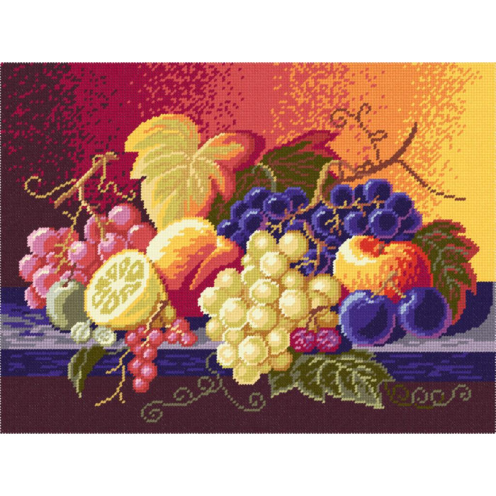TJ21 Quick Tapestry Набір для вишивки друкованим гобеленом - Натюрморт Фрукти 36x57см (схема на страміні)