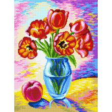 TJ27 Quick Tapestry Набір для вишивки друкованим гобеленом - Ваза з тюльпанами 36x57см (схема на страміні)