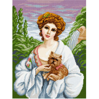 TJ28 Quick Tapestry Набір для вишивки друкованим гобеленом - Пані з собачкою ©Ф. Мартен-Кавель 36x57см (схема на страміні)