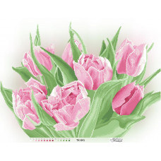 ТК041ан7858k Рожеве сяйво тюльпанів, на атласі. Барвиста вишиванка. Набір для вишивки бісером