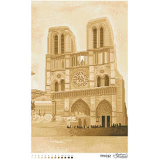 ТМ012пн3961 Найвеличніший Собор Франції (сепія) на габардині. Барвиста вишиванка. Схема на тканині для вишивання бісером