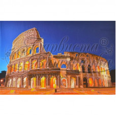 ТМ019ан6443k Колосальний Колізей (Рим, центр Пейзажі міські та будівлі), на атласі. Барвиста вишиванка. Набір для вишивки бісером