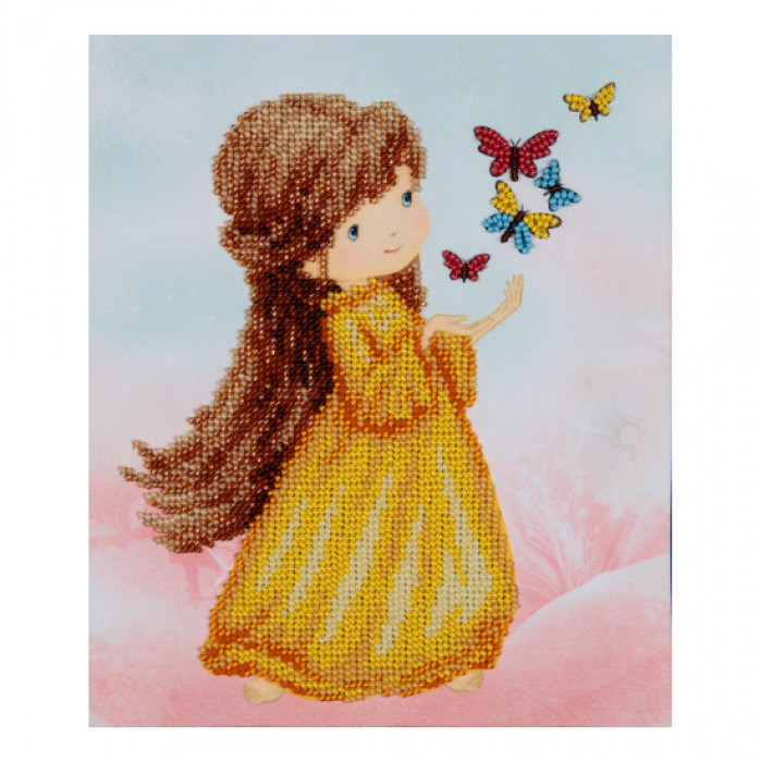 ТН-0781 Дівчинка з метеликами. ВДВ. Набір для вишивання бісером