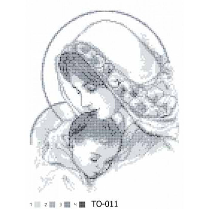 ТО011ан2535k Марія з дитям сіра, на атласі. Барвиста вишиванка. Набір для вишивки бісером