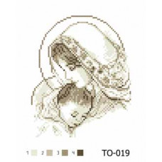 ТО019ан1619k Марія з дитям бежева, на атласі. Барвиста вишиванка. Набір для вишивки бісером