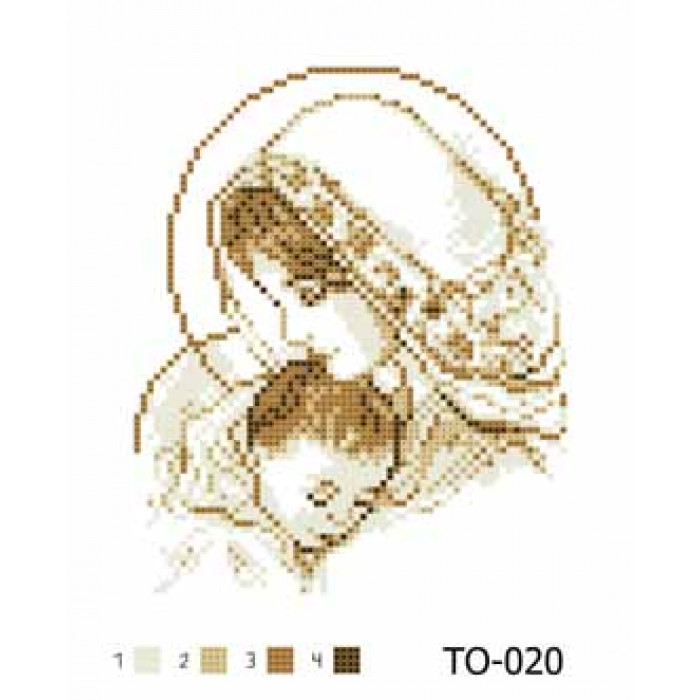 ТО020пн1619k Марія з дитям коричнева, на габардині. Барвиста вишиванка. Набір для вишивки бісером