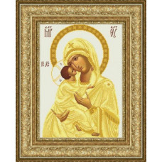 ТО053ан3243k Володимирівська Ікона Божої Матері, на атласі. Барвиста вишиванка. Набір для вишивки бісером