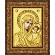 ТО059ан3243k Казанська Ікона Божої Матері, на атласі. Барвиста вишиванка. Набір для вишивки бісером