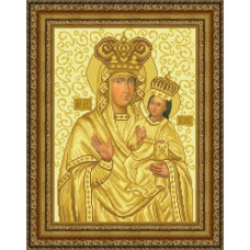 ТО073ан3243k Зарваницька Ікона Божої Матері, на атласі. Барвиста вишиванка. Набір для вишивки бісером