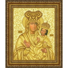 ТО074ан2532k Зарваницька Ікона Божої Матері, на атласі. Барвиста вишиванка. Набір для вишивки бісером