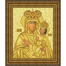 ТО075ан1722k Зарваницька Ікона Божої Матері, на атласі. Барвиста вишиванка. Набір для вишивки бісером