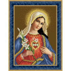 ТО078ан2332k Ікона Відкрите Серце Марії, на атласі. Барвиста вишиванка. Набір для вишивки бісером