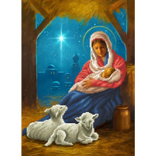 ТО154ан3040 Різдво Христове на атласі. Барвиста вишиванка. Схема для вишивки бісером