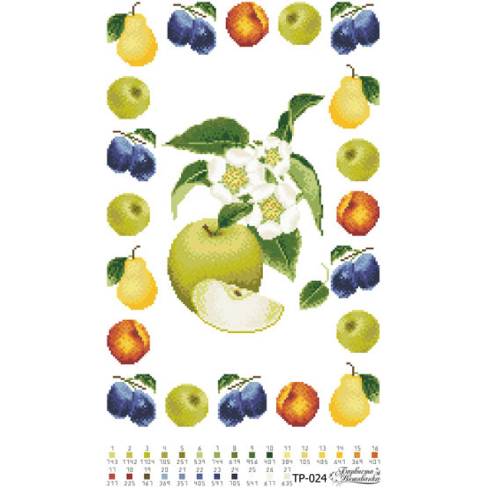 ТР024пн3250k Барвиста вишиванка Набір для вишивки бісером - Спасівський рушник 32x50 см (габардин, білий)