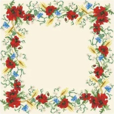 ТР031аМ5555k Барвиста вишиванка Набір для вишивки бісером - Скатертина Польова 80х80 см (атлас, бежевий)