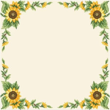 ТР032аМ5252k Барвиста вишиванка Набір для вишивки бісером - Скатертина Соняшники 80х80 см (атлас, бежевий)