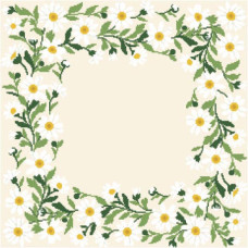 ТР034аМ5252k Барвиста вишиванка Набір для вишивки бісером - Скатертина Весняні Ромашки 80х80 (атлас, бежевий)