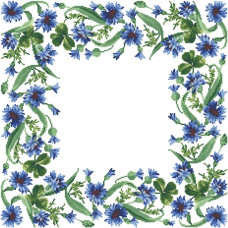 ТР035аБ5252k Барвиста вишиванка Набір для вишивки бісером - Скатертина Весняні Волошки 80х80 (атлас, білий)