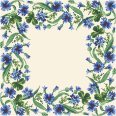 ТР035аМ5252k Барвиста вишиванка Набір для вишивки бісером - Скатертина Весняні Волошки 80х80 (атлас, бежевий)