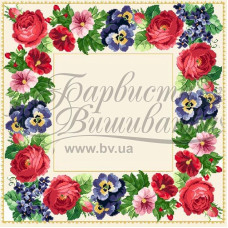 ТР036аМ6262i Барвиста вишиванка Набір для вишивки друкованим хрестиком - Скатертини Королівська 90x90 см (атлас бежевий)