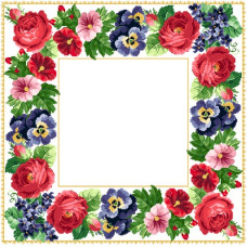 ТР036пБ6262k Барвиста вишиванка Набір для вишивки бісером - Скатертина Королівська 75х75 (габардин, білий)