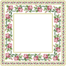 ТР038аБ5656k Барвиста вишиванка Набір для вишивки бісером - Скатертина Рожеві Троянди 80х80 (атлас, білий)